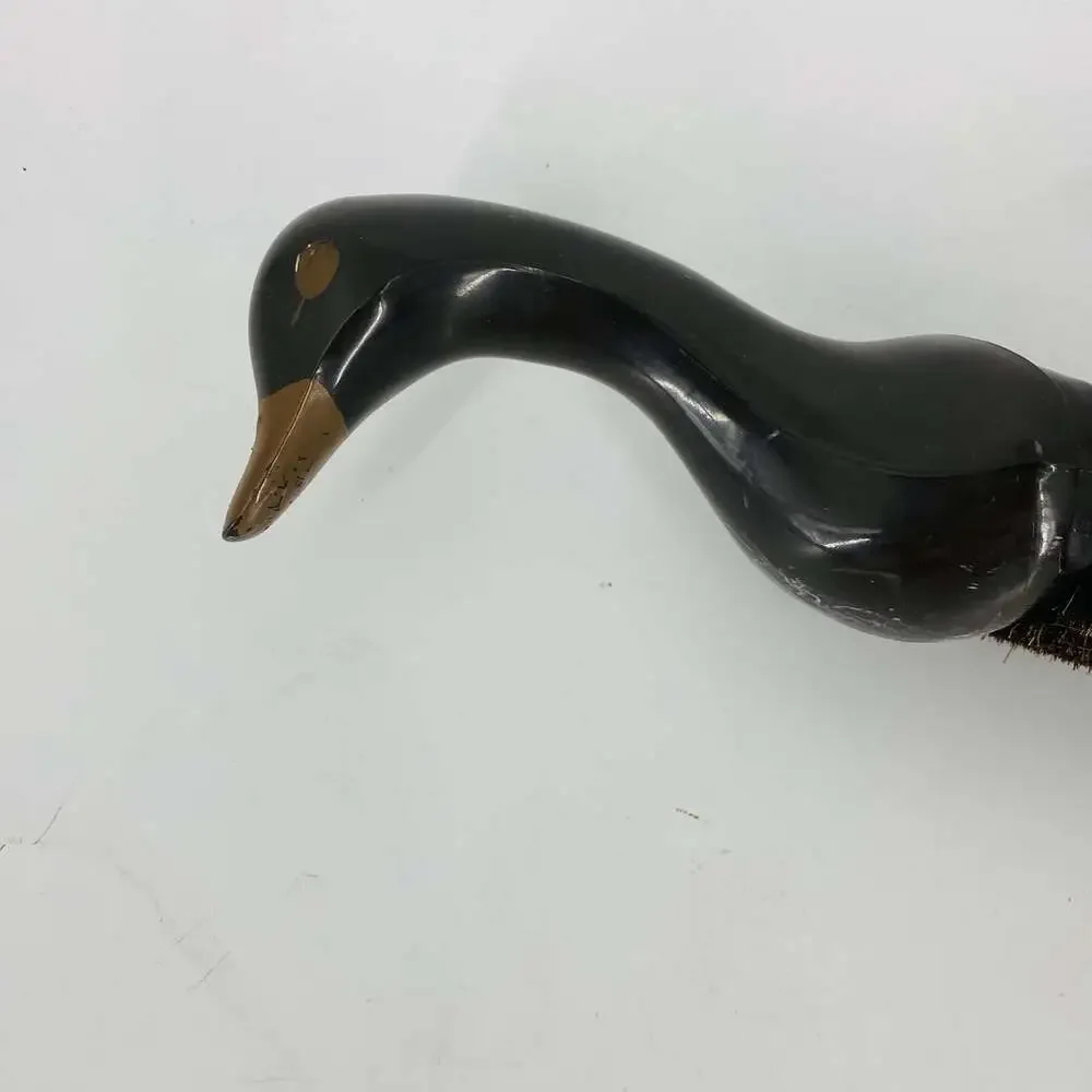 Vintage 1960s England Duck Shaped Handle Shoe Brush Bakelite All Hair Curved